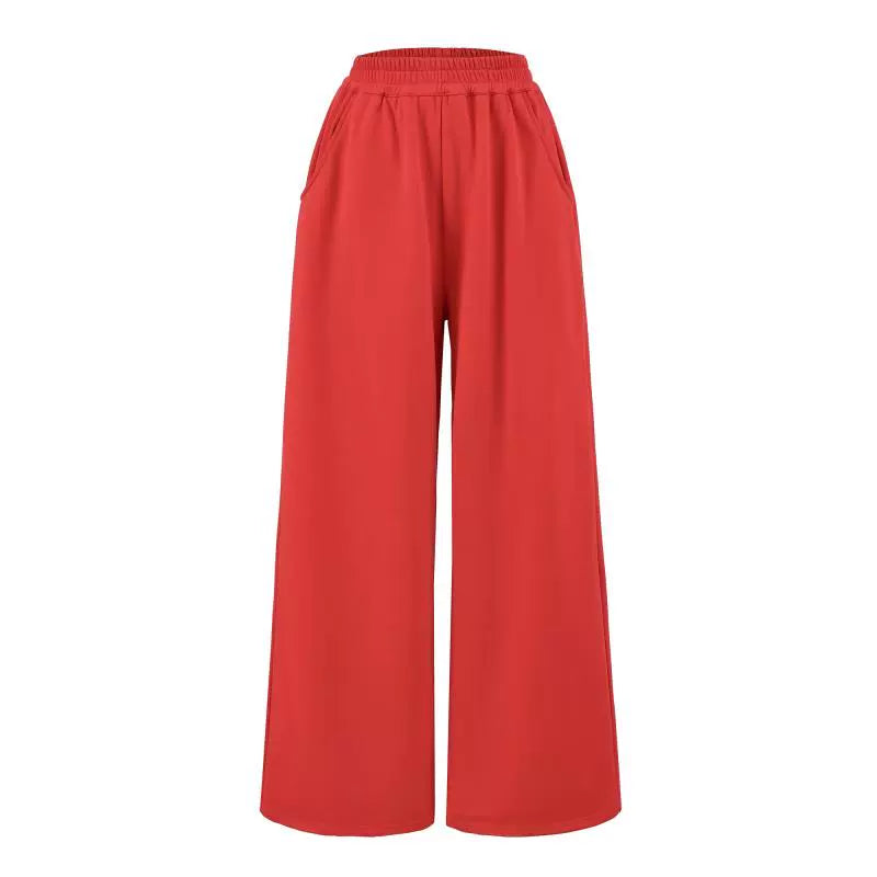 Elastic Waist Wide-Leg Sweatpants