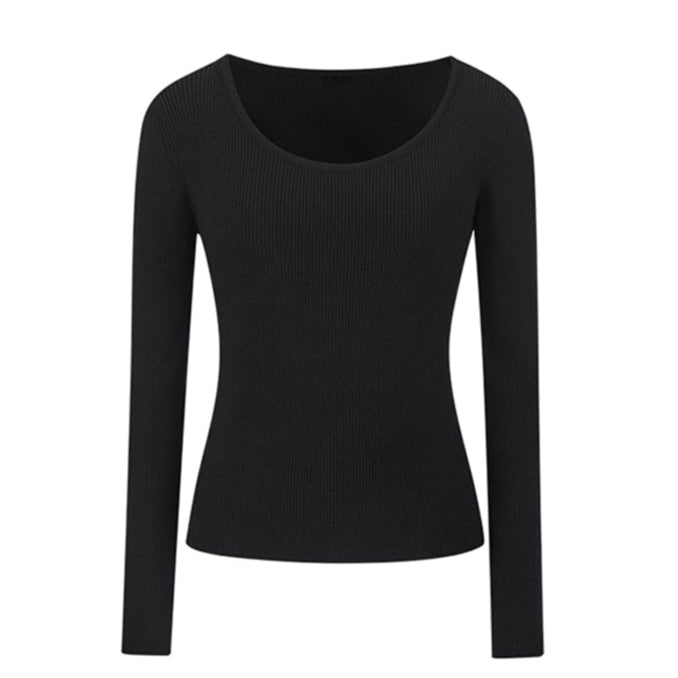 Slim Fit Ribbed Knit Long Sleeve Top