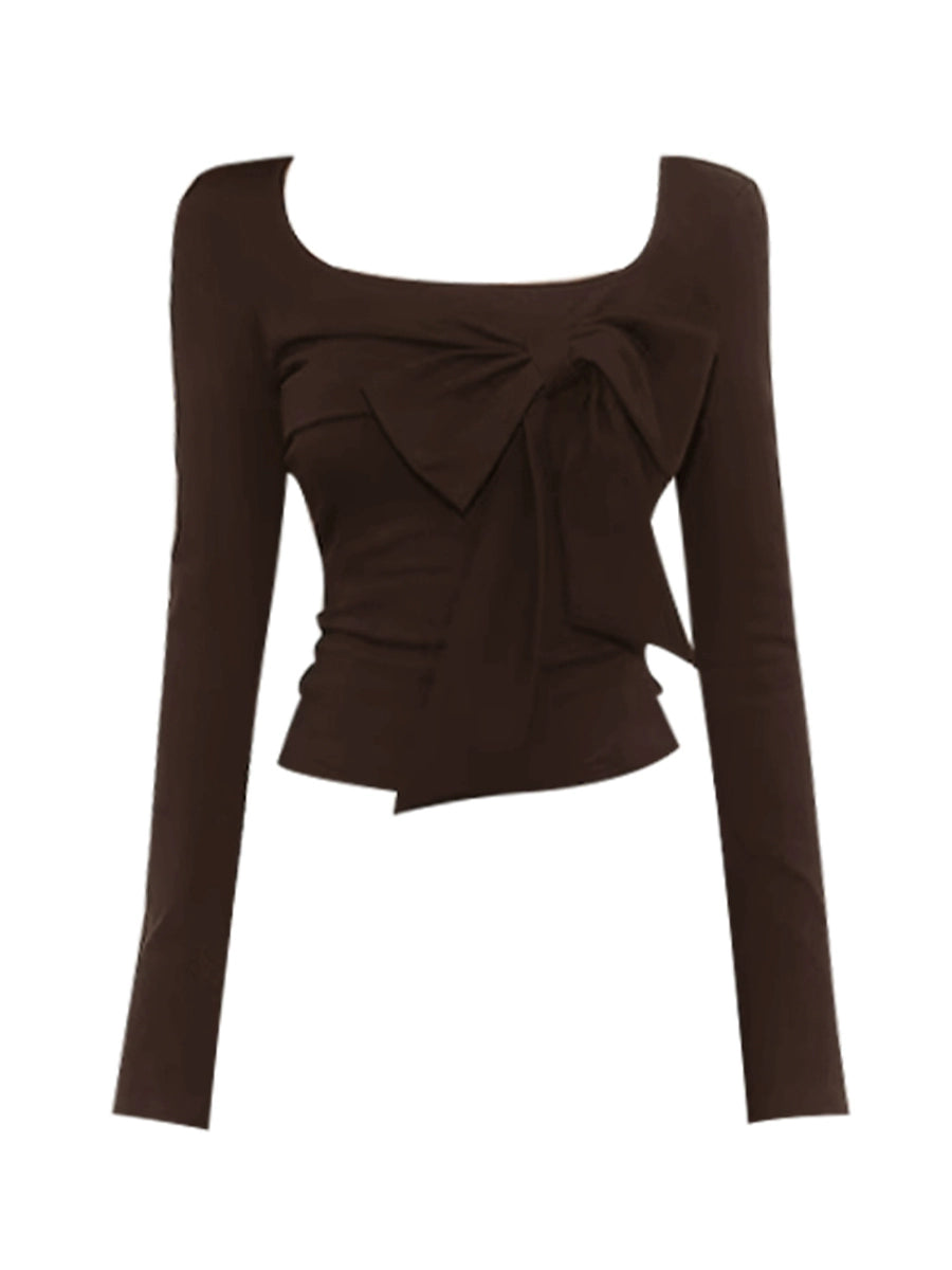 Balletcore Square Neck Bow Blouse