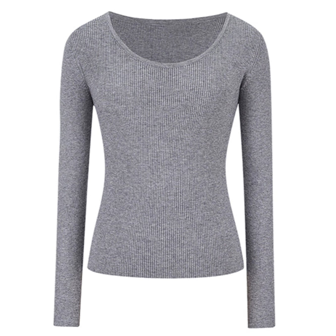 Slim Fit Ribbed Knit Long Sleeve Top