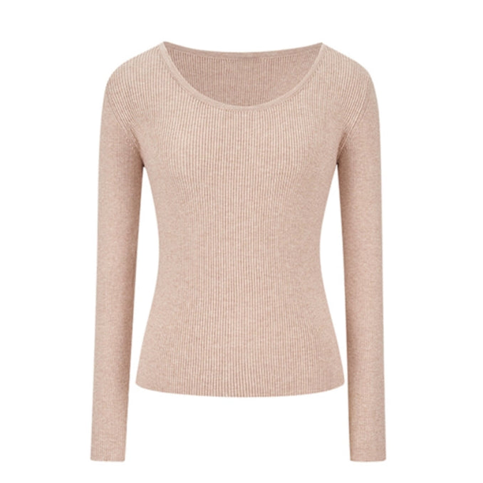 Slim Fit Ribbed Knit Long Sleeve Top