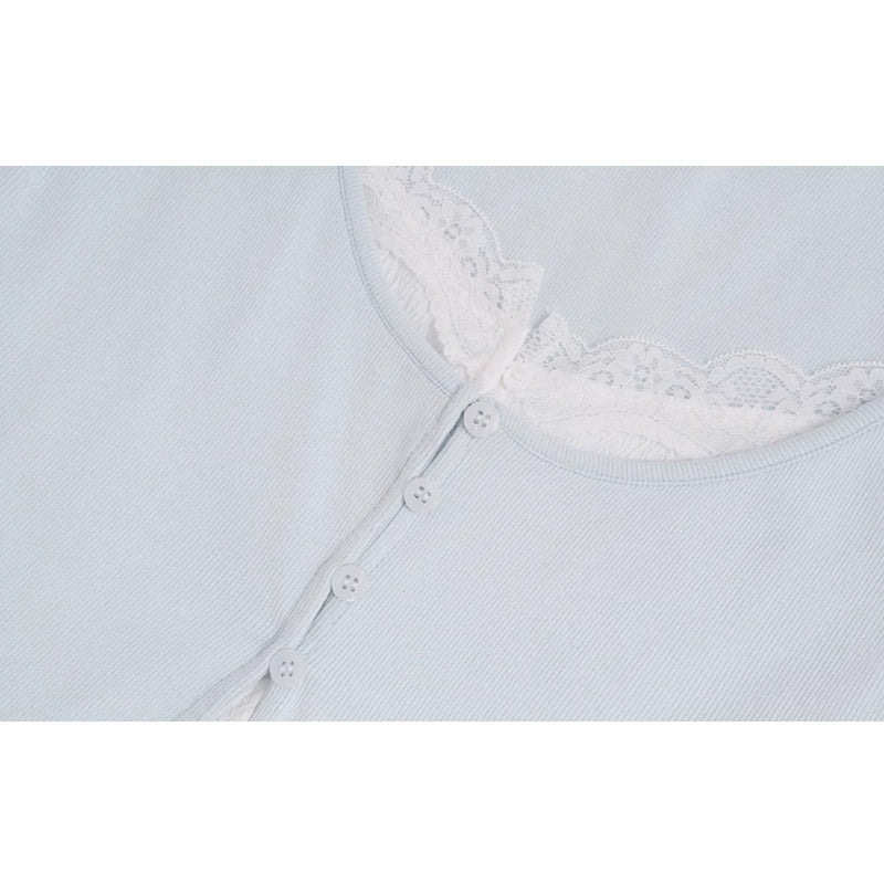 Coquette Lace-Trim U-Neck Cardigan