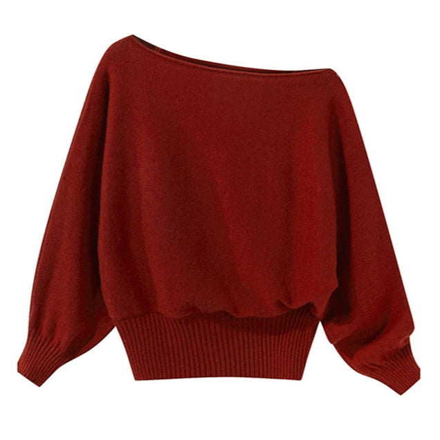Cozy One-Shoulder Knit Sweater