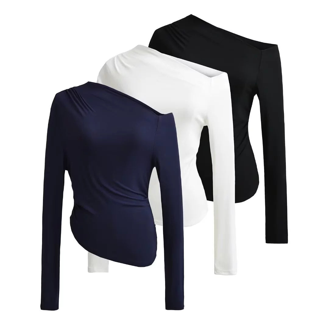 One-Shoulder Asymmetrical Long Sleeve Top