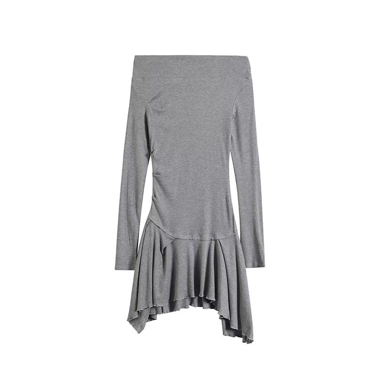 Balletcore Irregular Ruffle Hem Cotton Mini Dress
