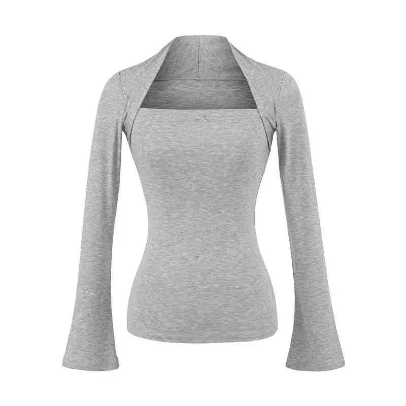 Tencel Square Neck Layered Long Sleeve Top