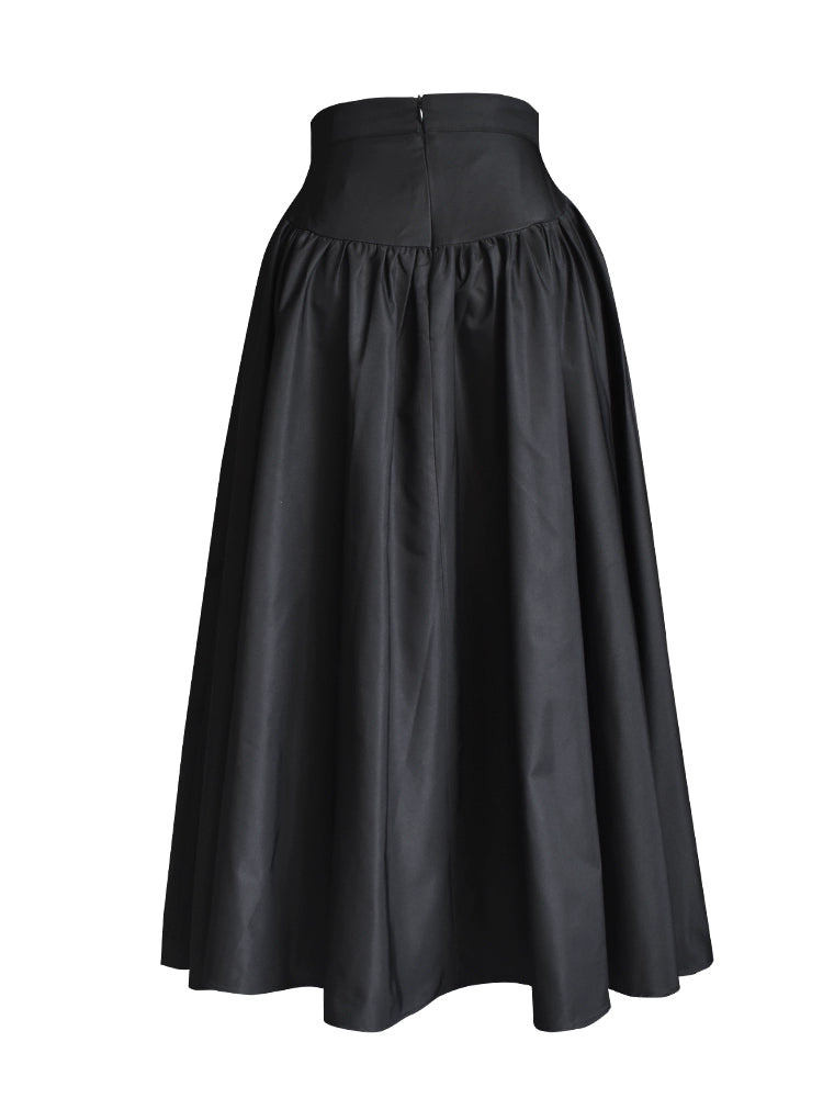 Classic High-Waist A-Line Midi Skirt