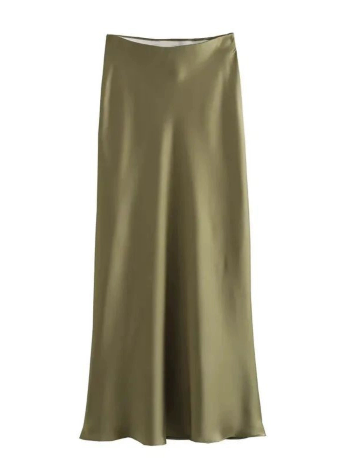 High-waisted satin silky skirt