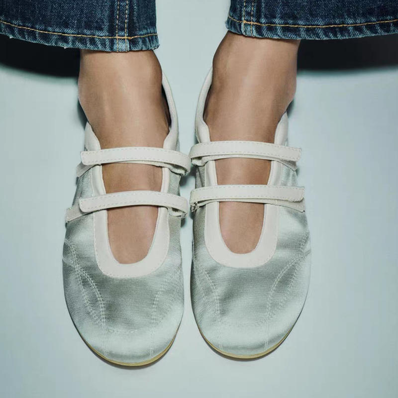 Mint Green Satin Patchwork Ballet Flats