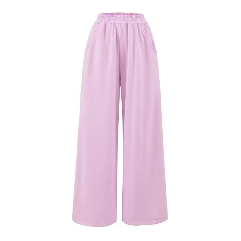 Elastic Waist Wide-Leg Sweatpants