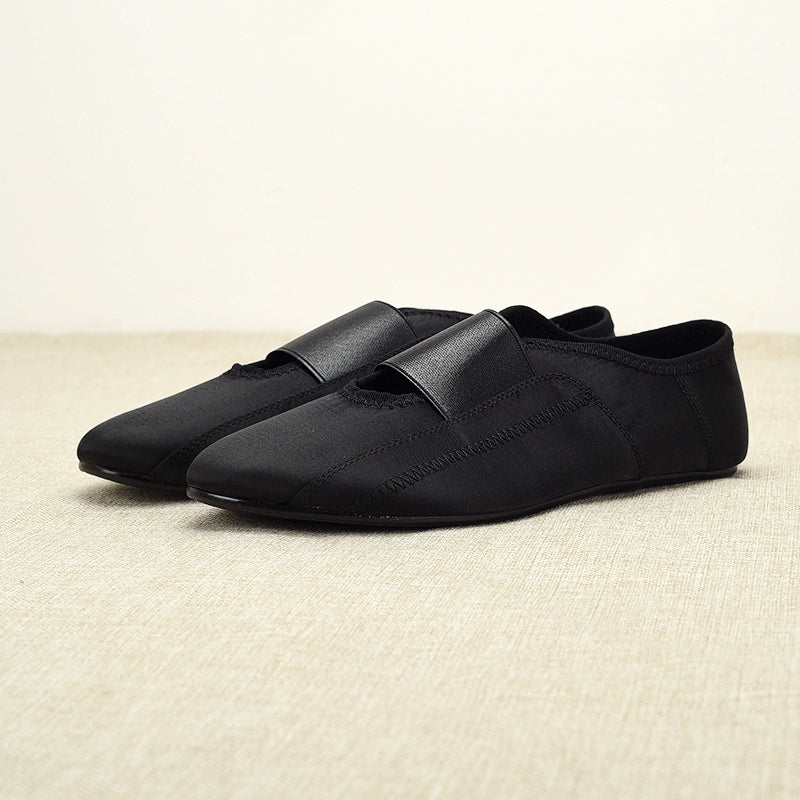 Black Satin Ballet Flats
