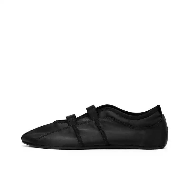 Pink Satin Elastic Double Strap Ballet Flats