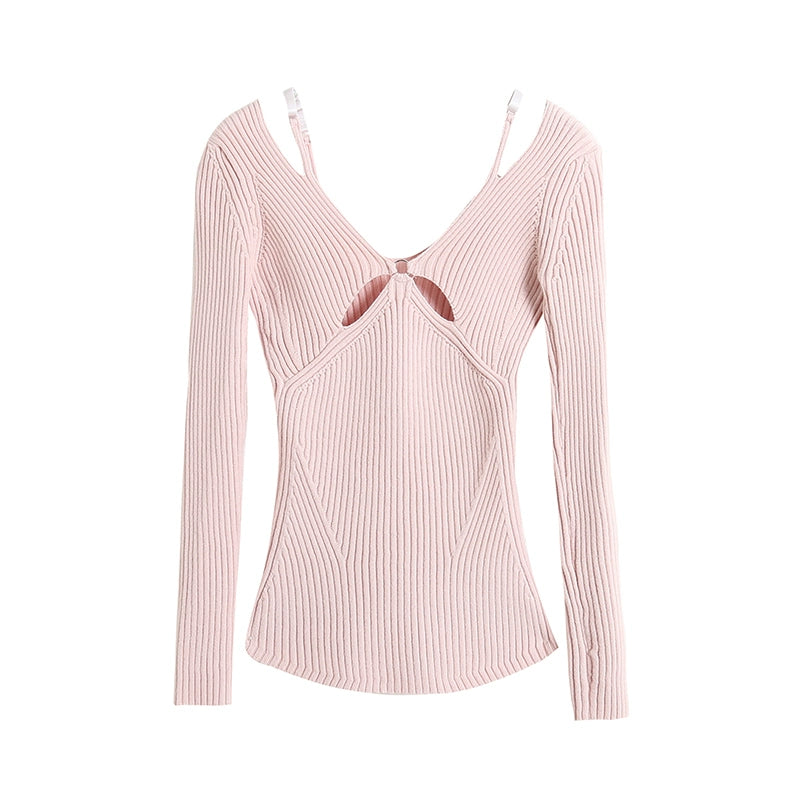 Pure Desire Knit Off-Shoulder Slim Sweater