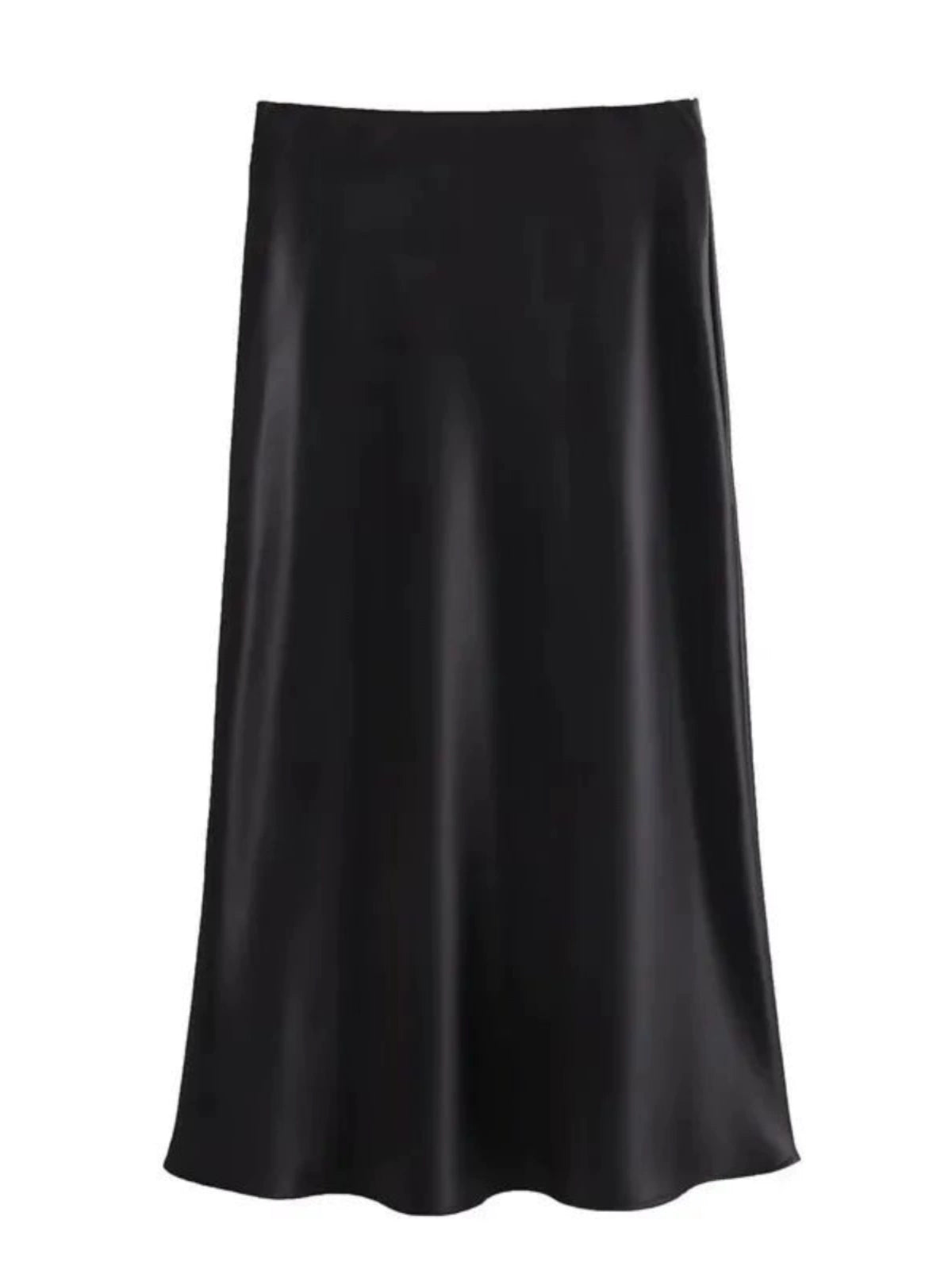 High-waisted satin silky skirt