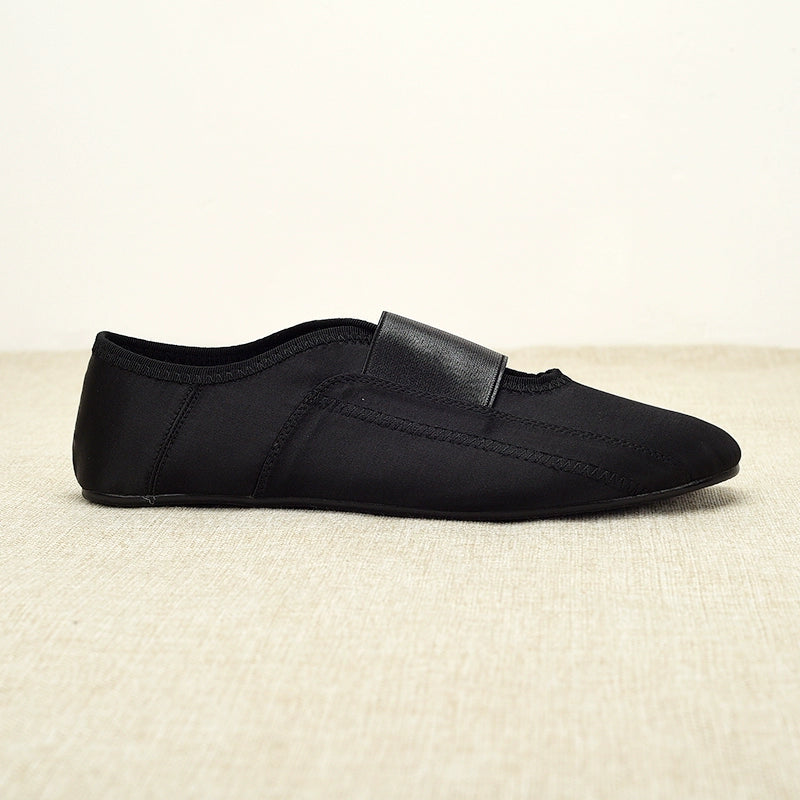 Black Satin Ballet Flats