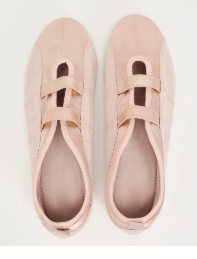 Pink Satin Elastic Double Strap Ballet Flats