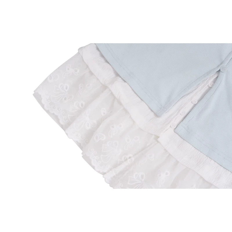 Coquette Lace-Trim U-Neck Cardigan