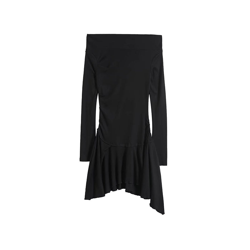 Balletcore Irregular Ruffle Hem Cotton Mini Dress