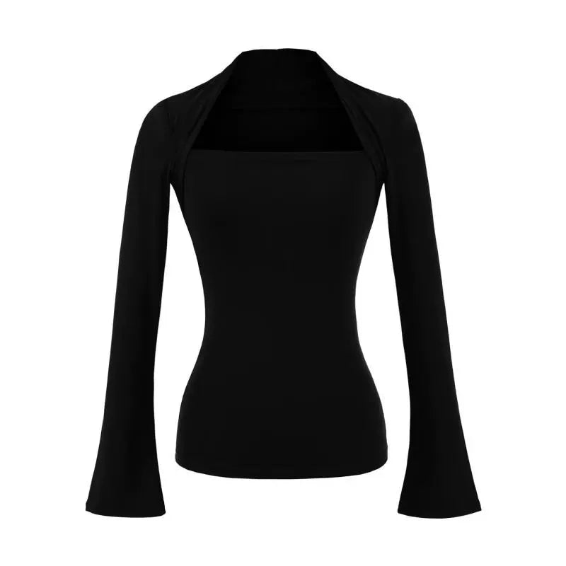 Tencel Square Neck Layered Long Sleeve Top