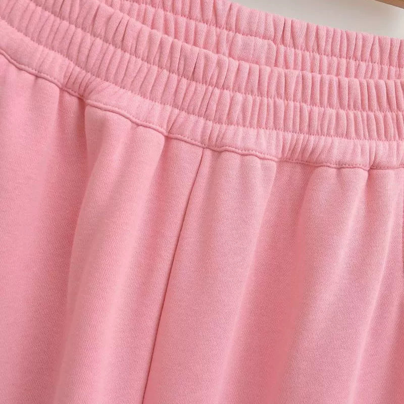Elastic Waist Wide-Leg Sweatpants