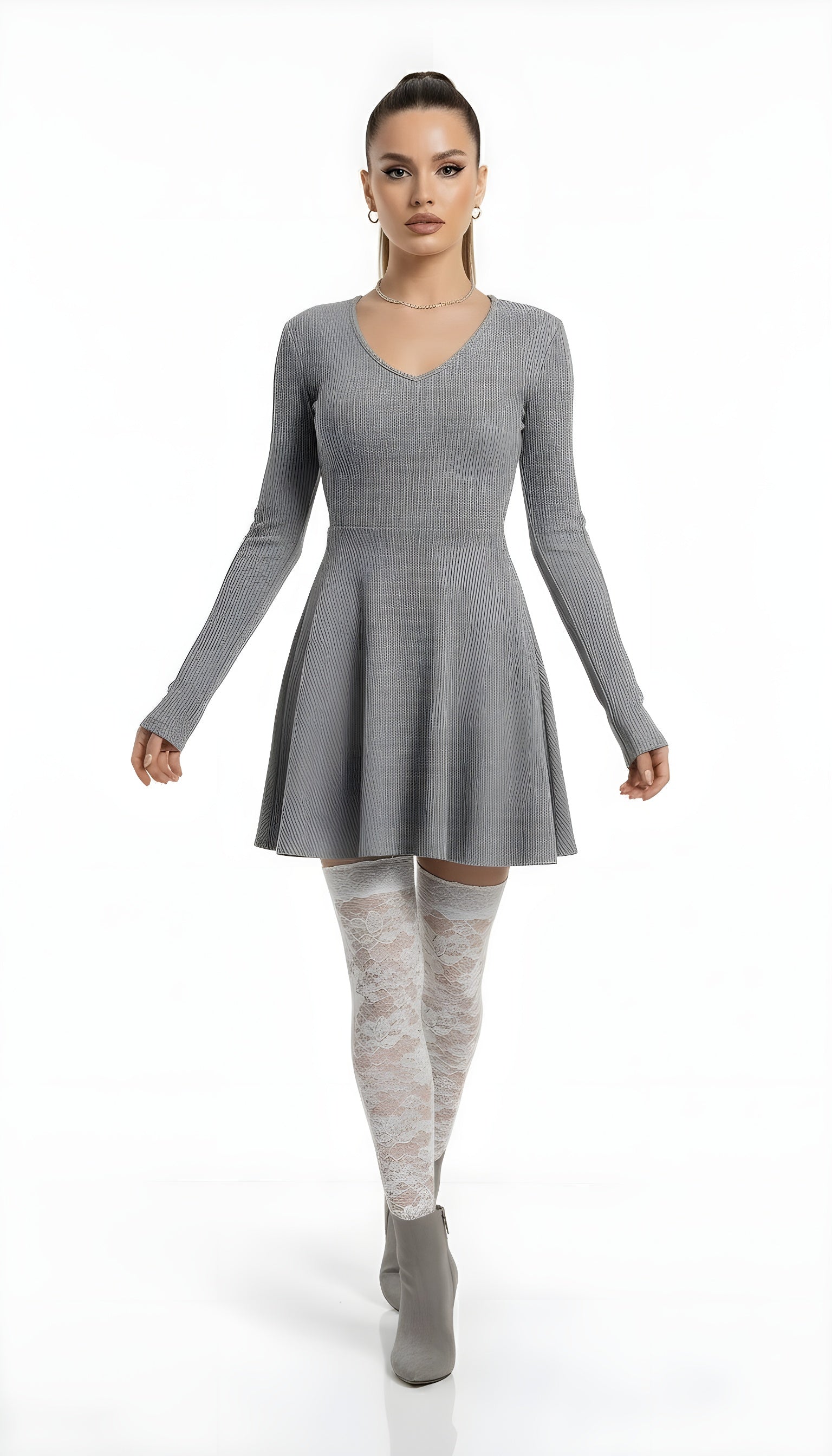 Slim Fit Ribbed Knit Dress