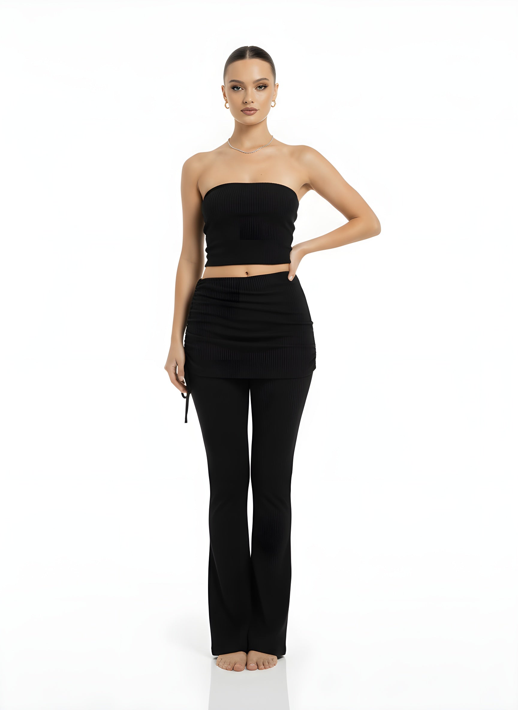 Sicily Ribbed Low Waist Flare Pants