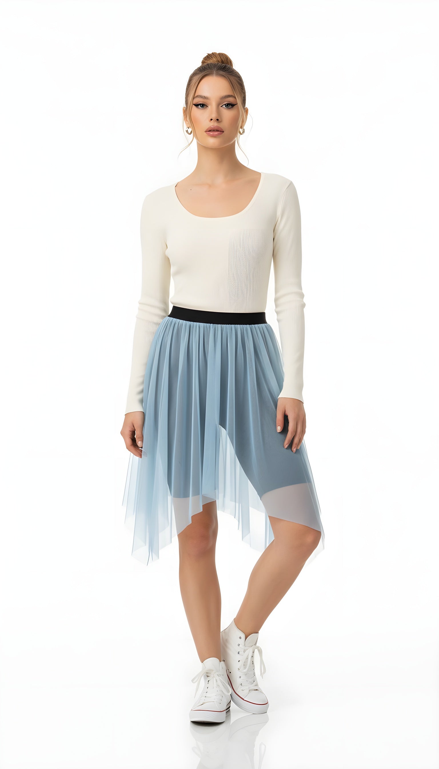 Slim Fit Ribbed Knit Long Sleeve Top