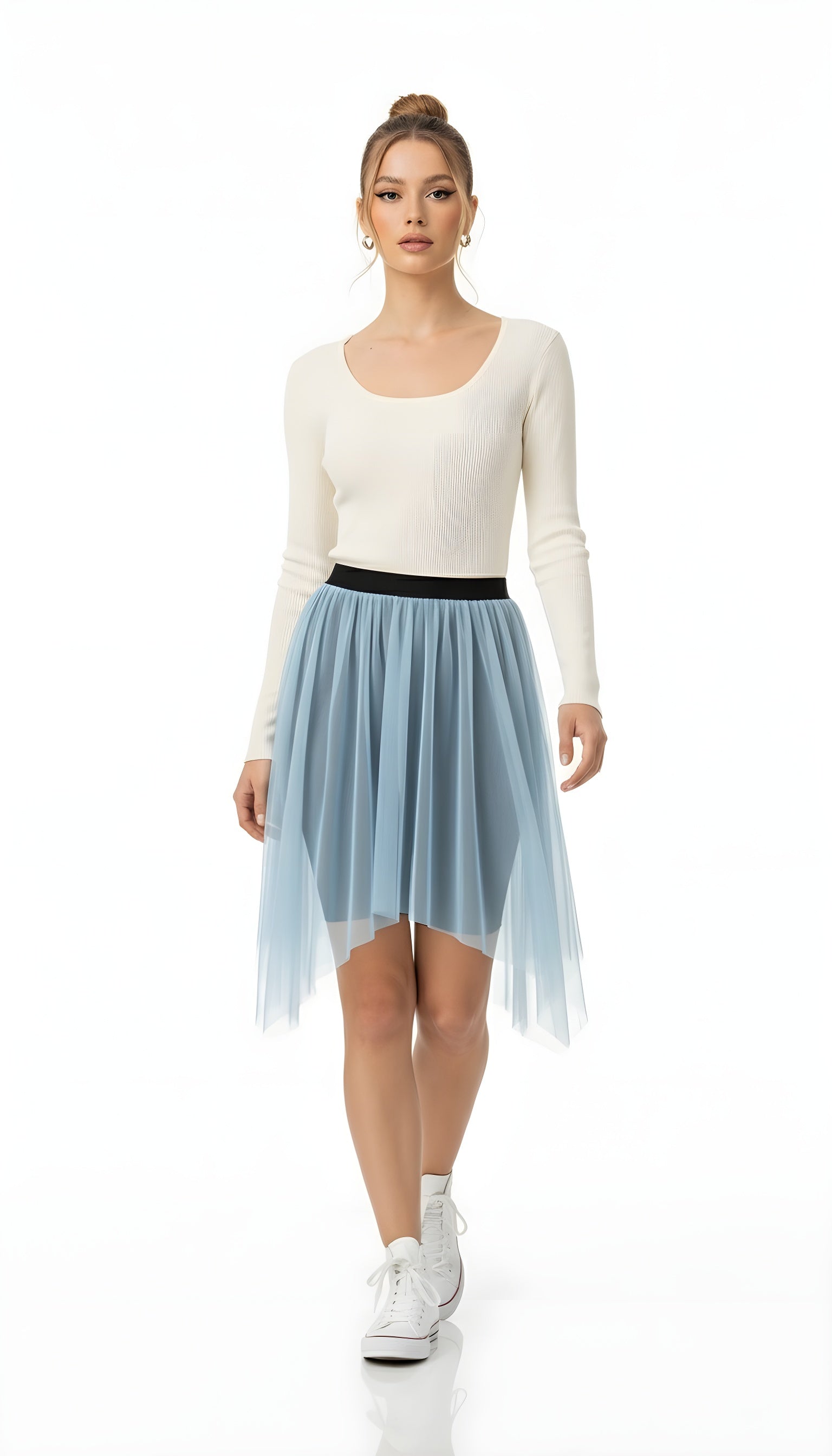 Slim Fit Ribbed Knit Long Sleeve Top