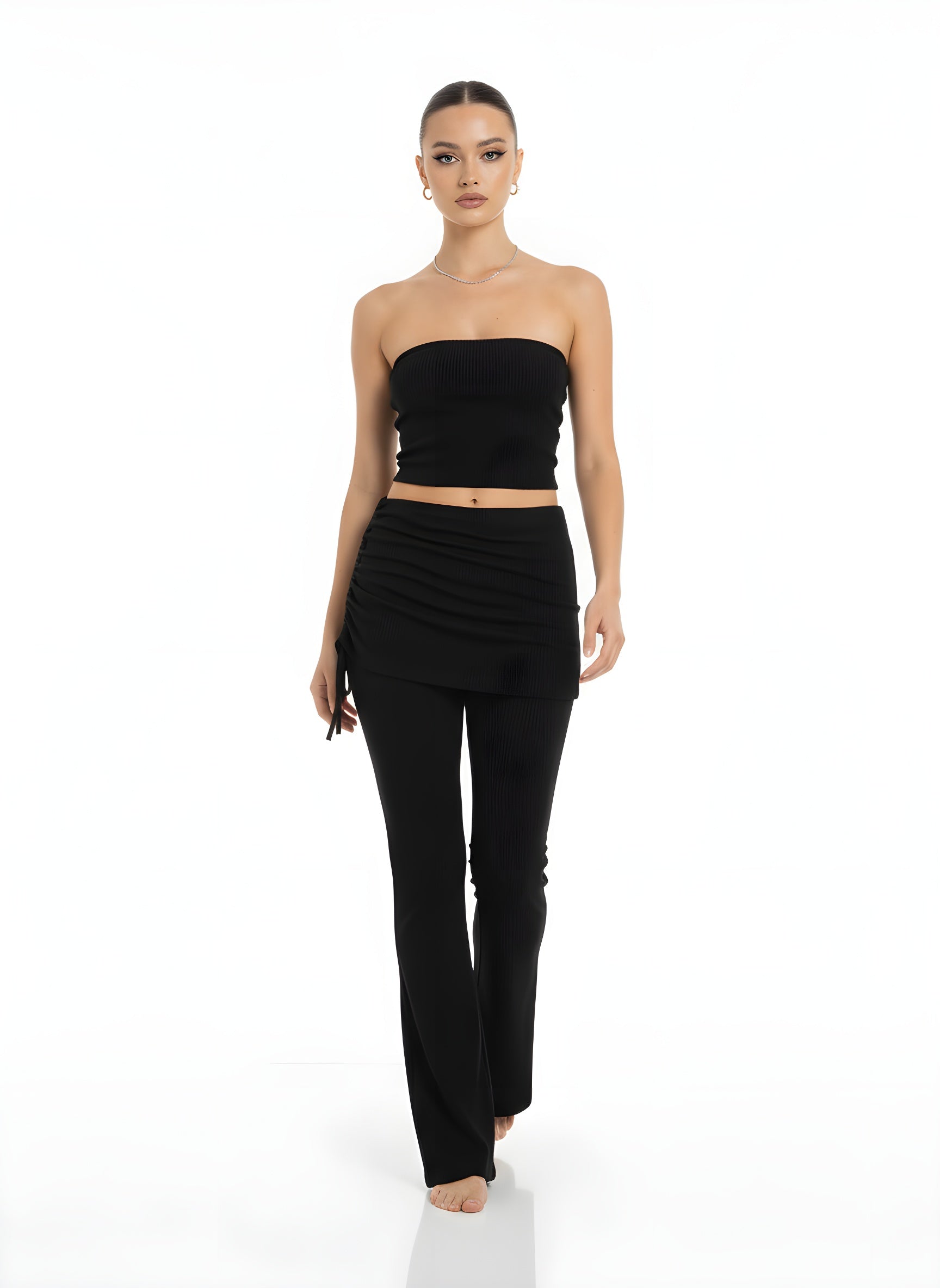 Sicily Ribbed Low Waist Flare Pants