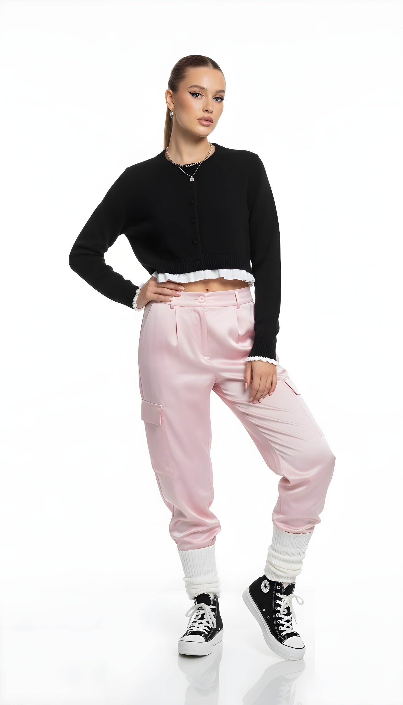 Ruffle Hem Balletcore Knit Cardigan