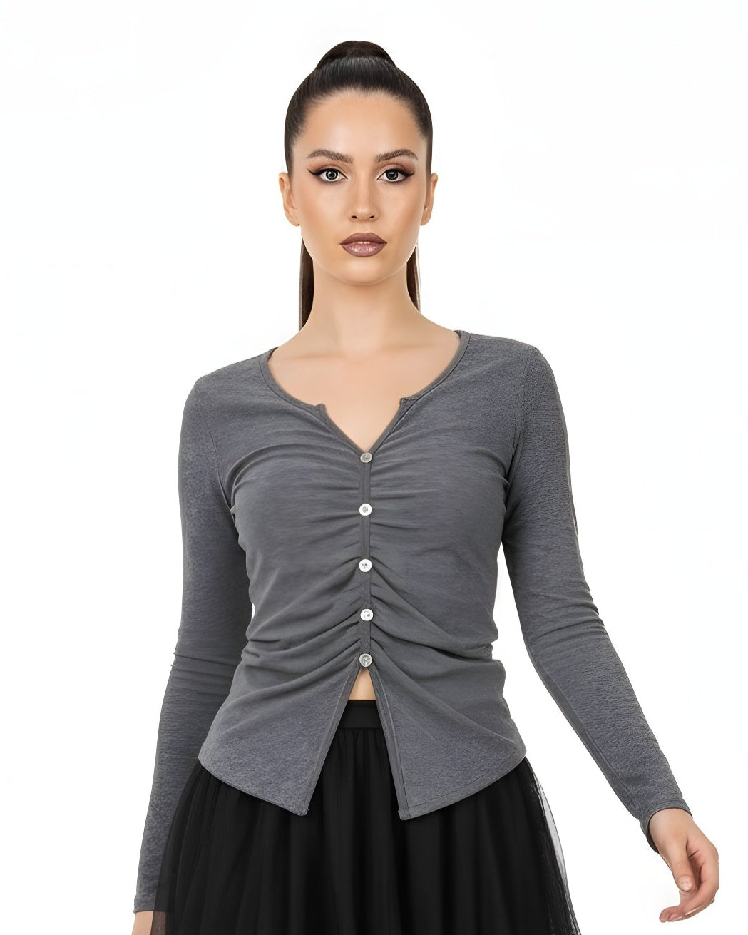 Sweet &amp; Spicy Ruched Knit Slim Long Sleeve