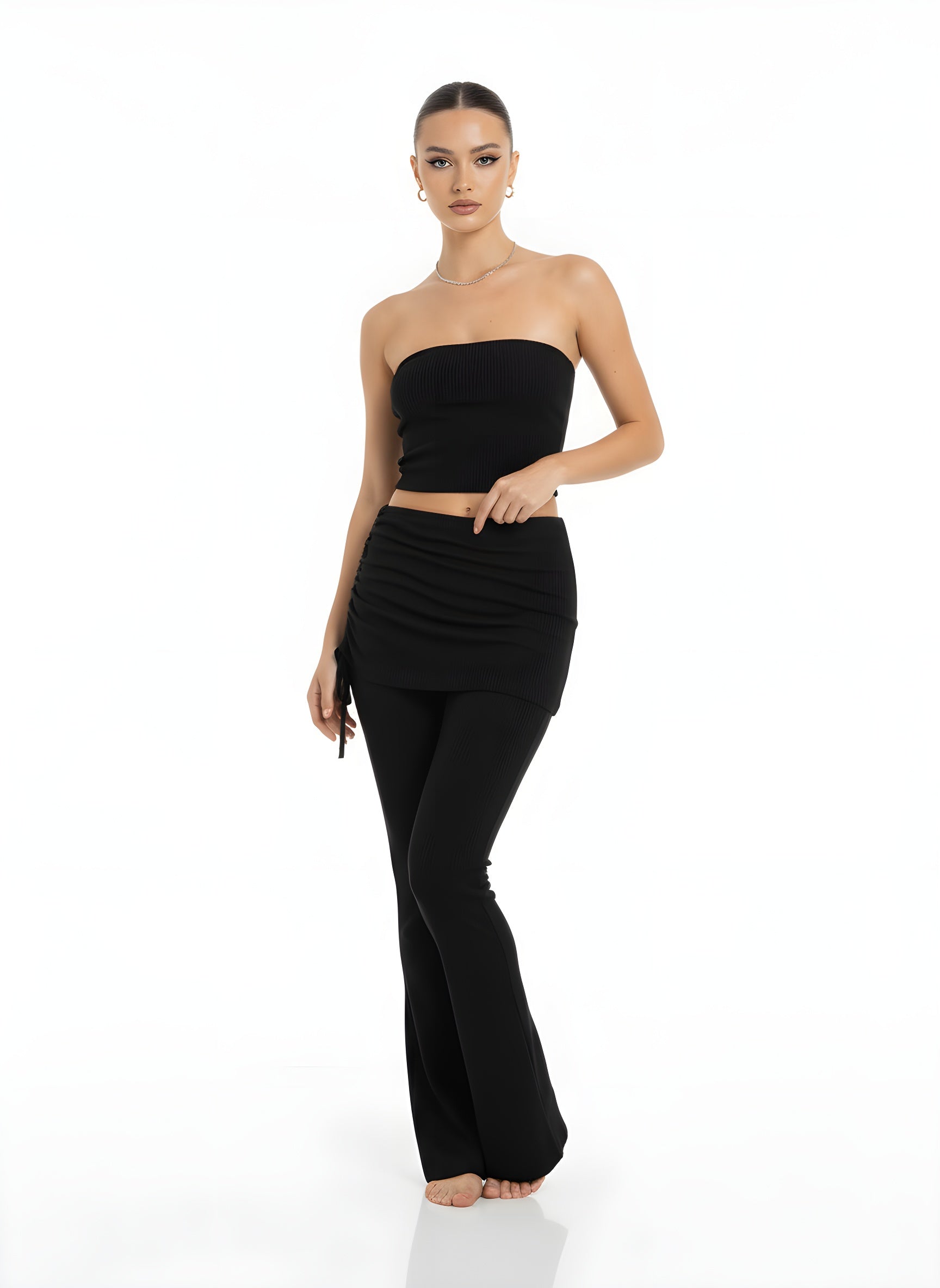 Sicily Ribbed Low Waist Flare Pants
