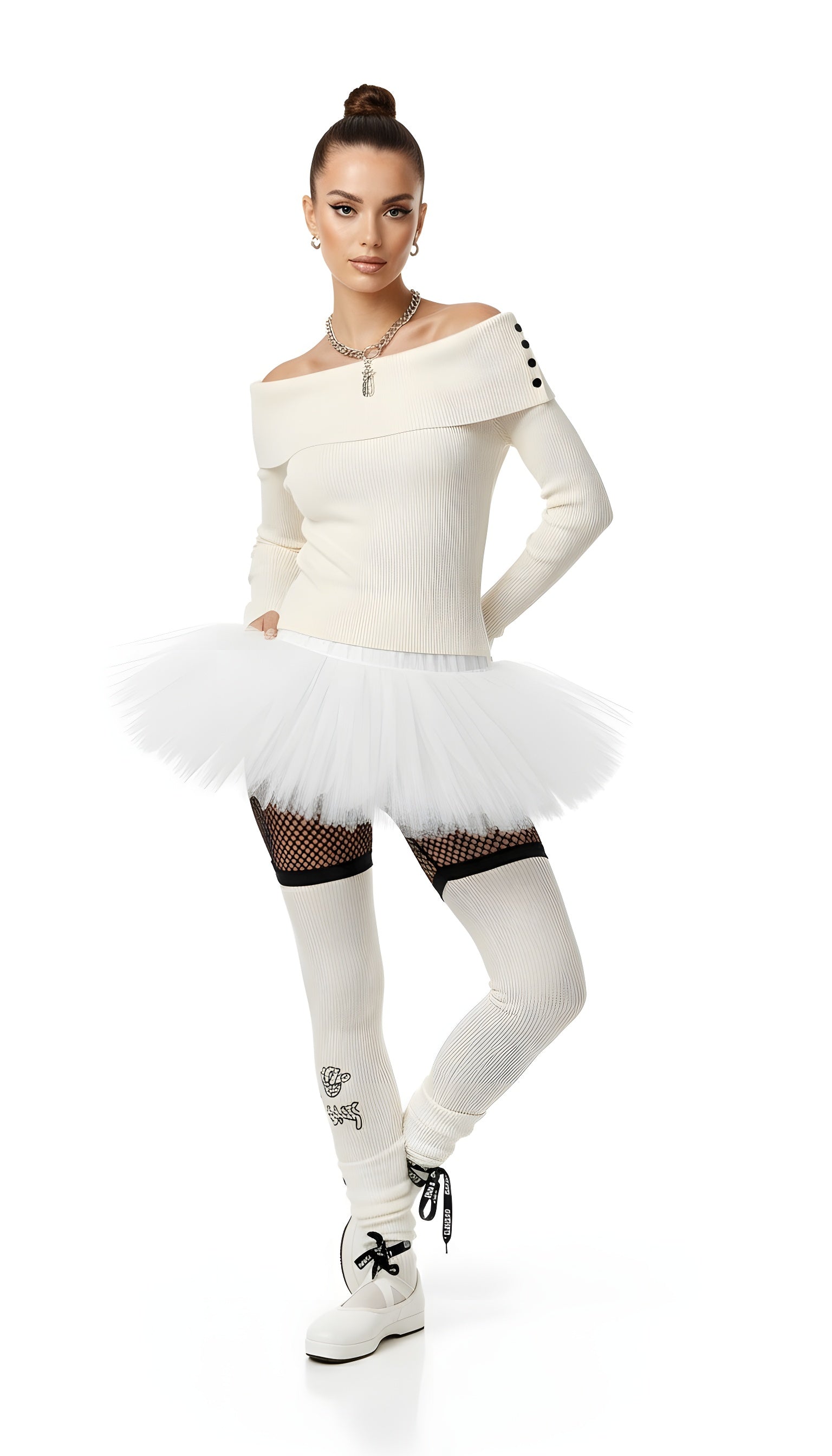 Balletcore Off-Shoulder Knit Top