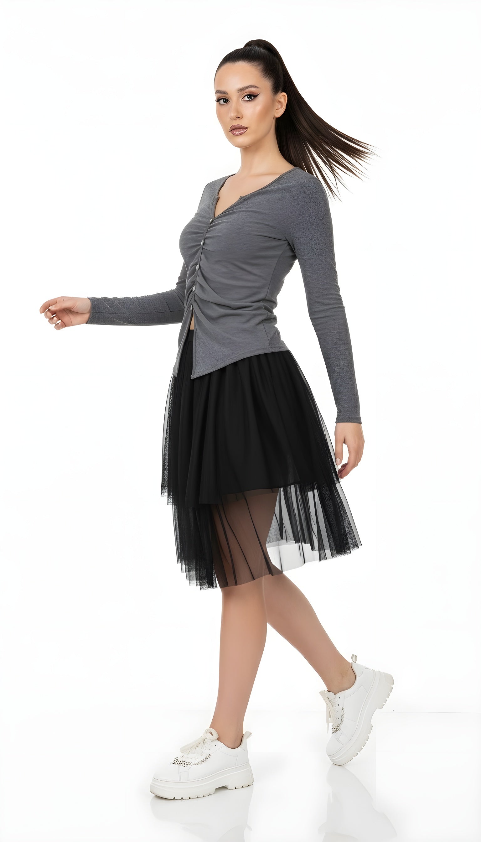 Sweet & Spicy Ruched Knit Slim Long Sleeve