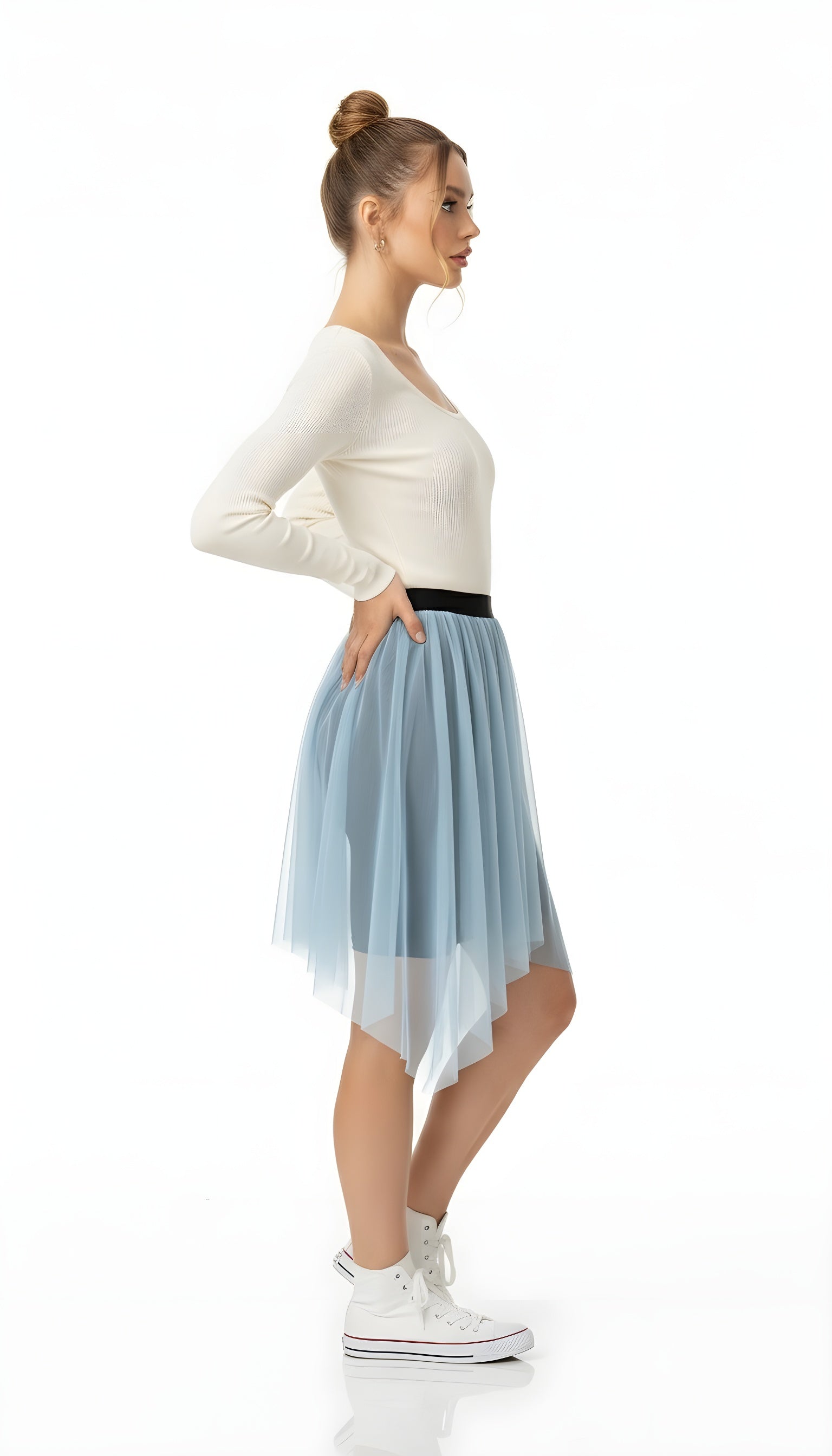 Slim Fit Ribbed Knit Long Sleeve Top