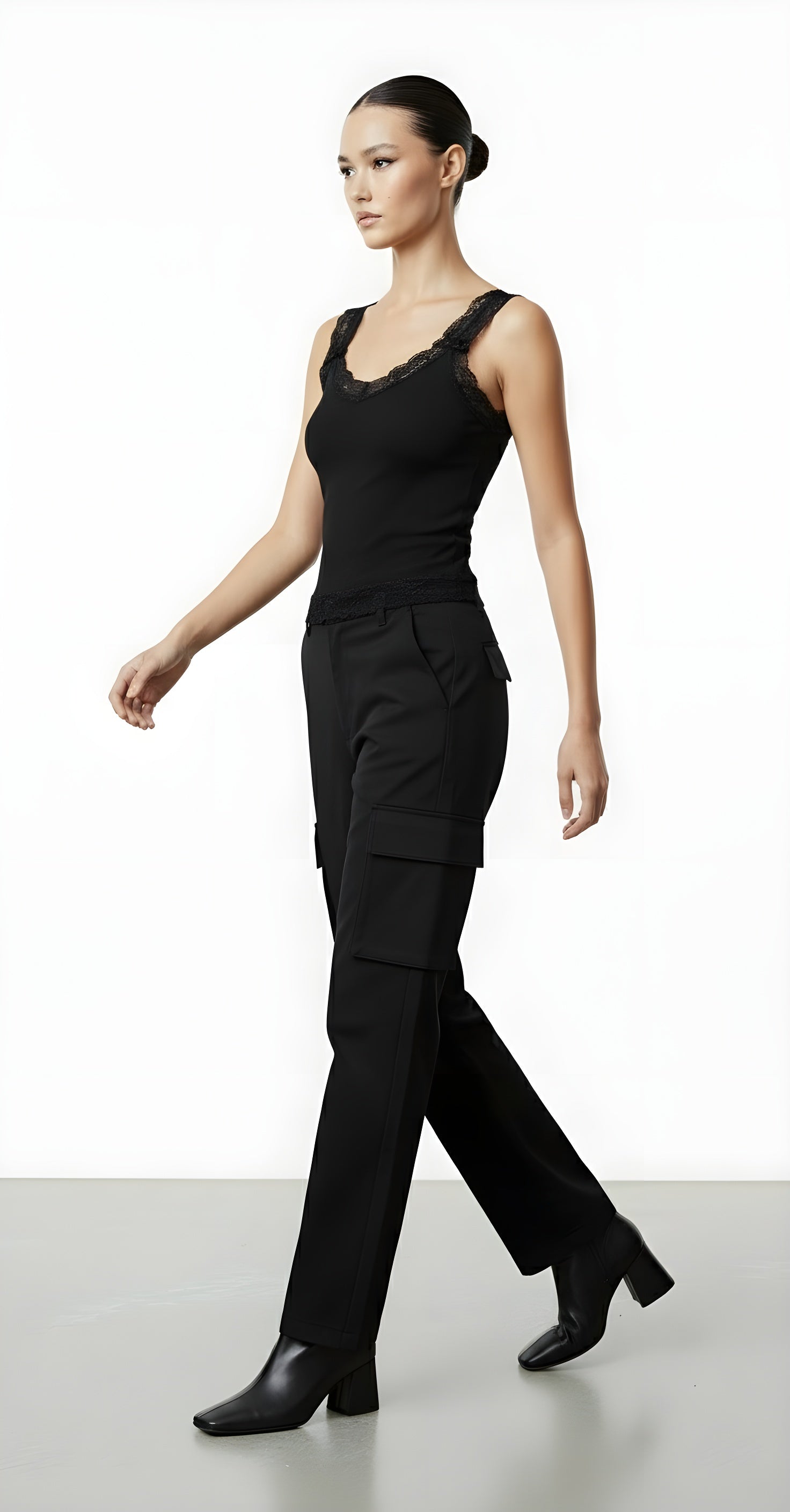 Black Lace Balletcore Camisole Top