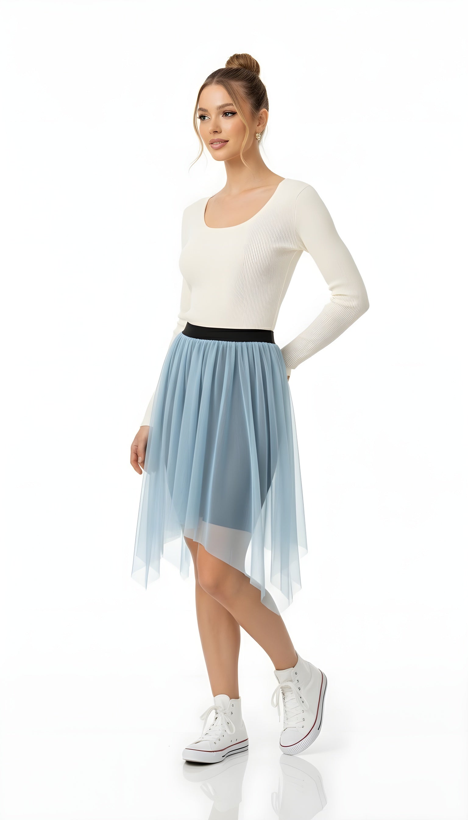 Slim Fit Ribbed Knit Long Sleeve Top