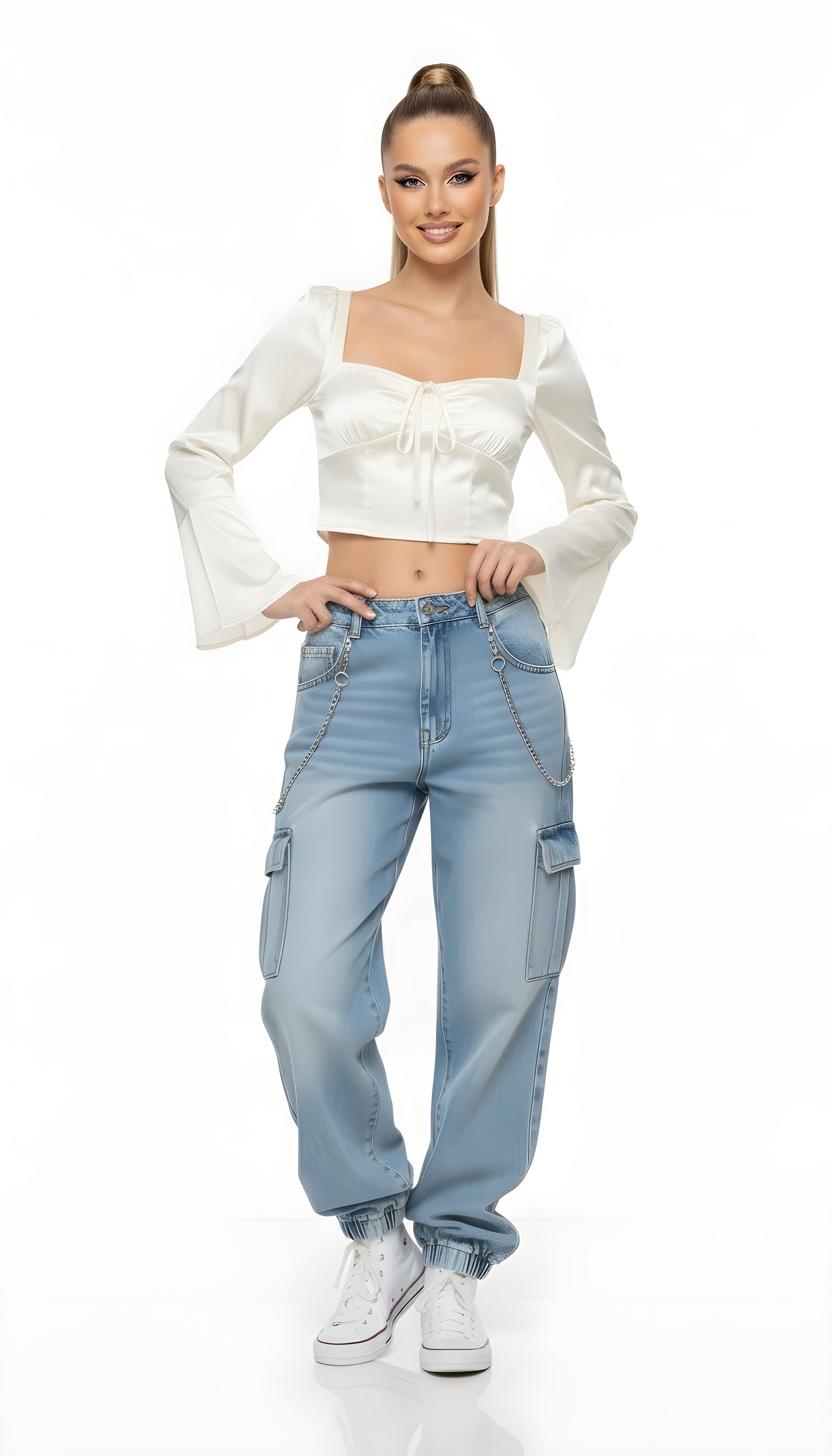 French Vintage Satin Square Neck Crop Top