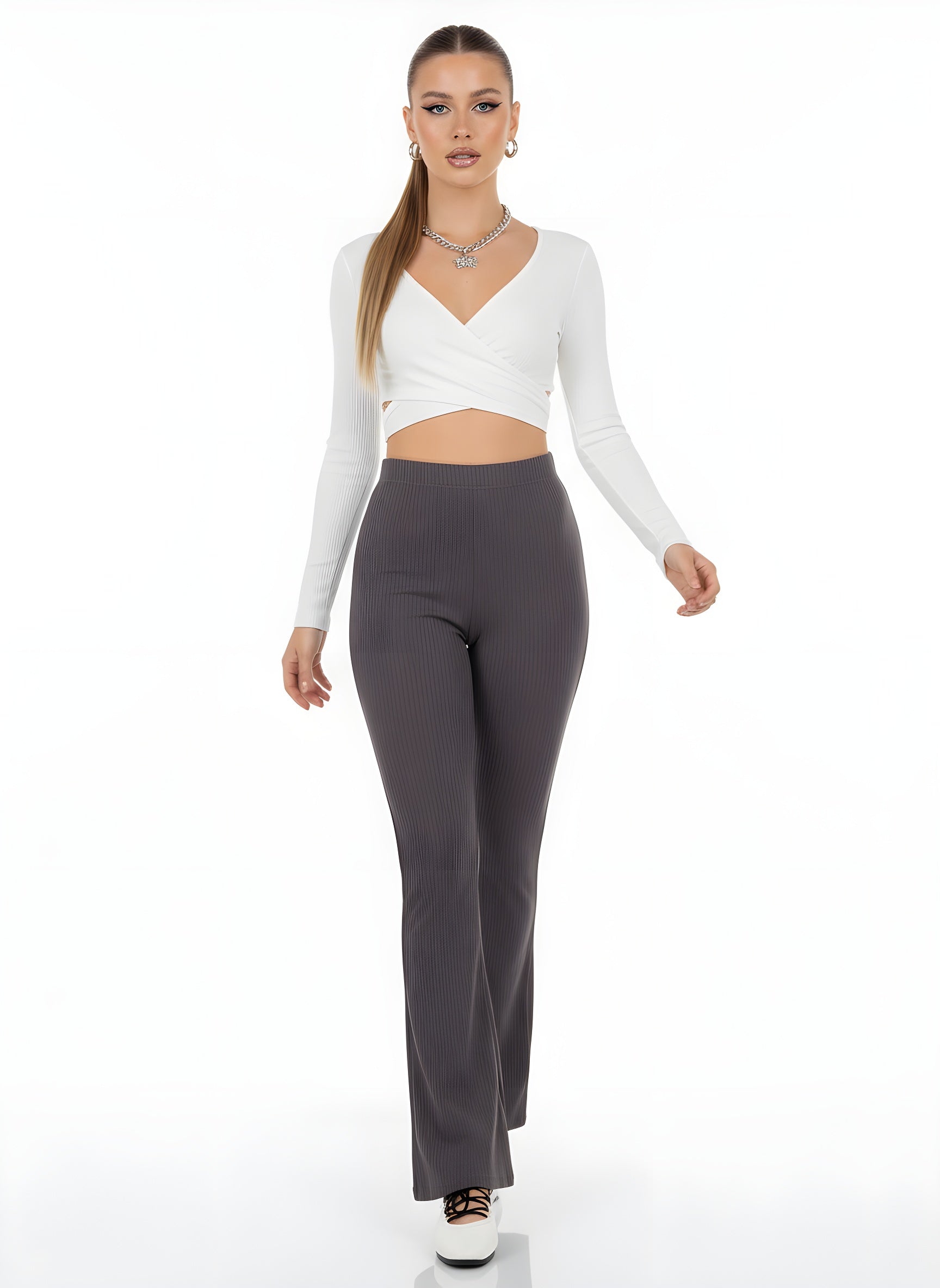 Ribbed Flared Workout Pants