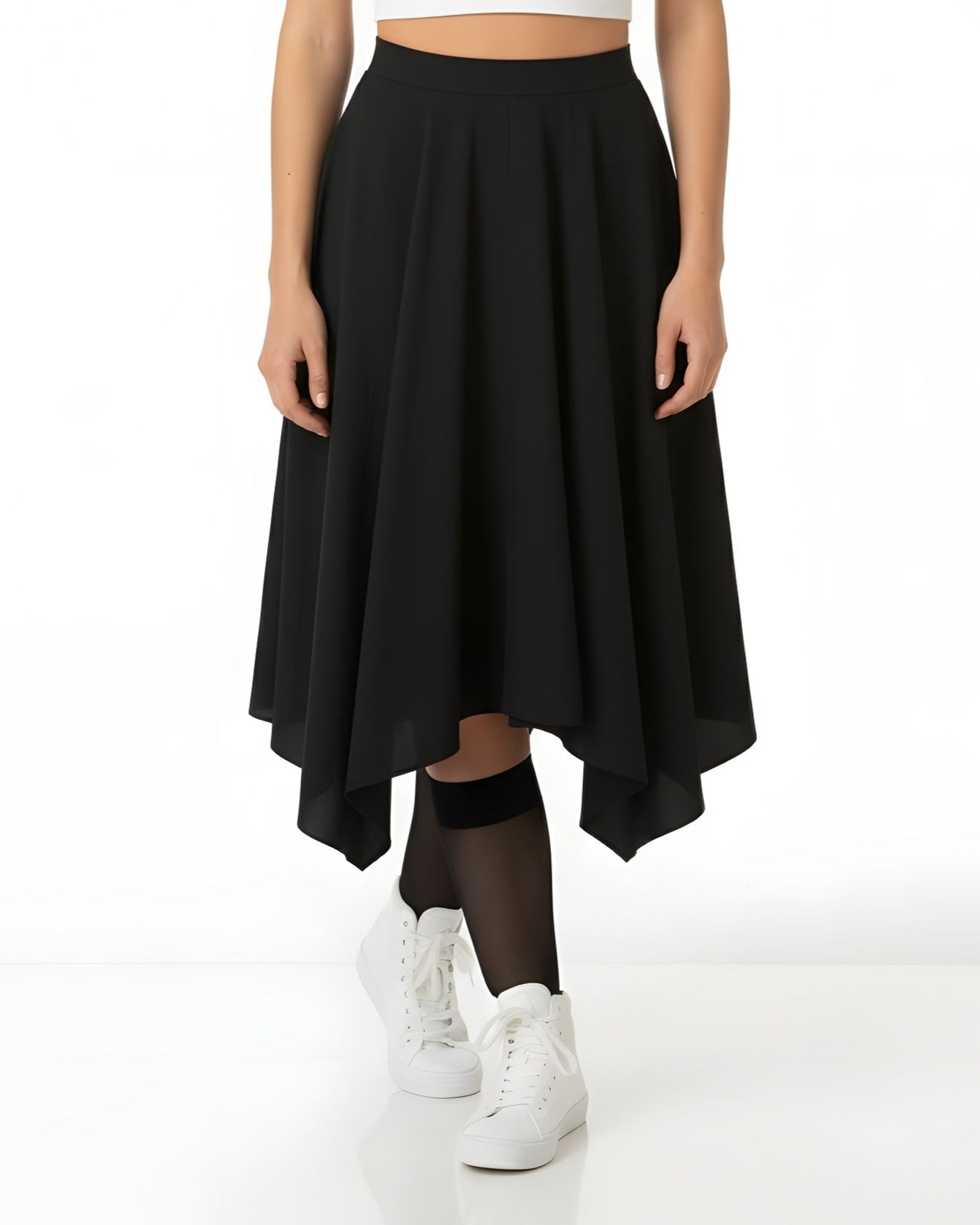 Irregular High Waist A-line Midi Skirt