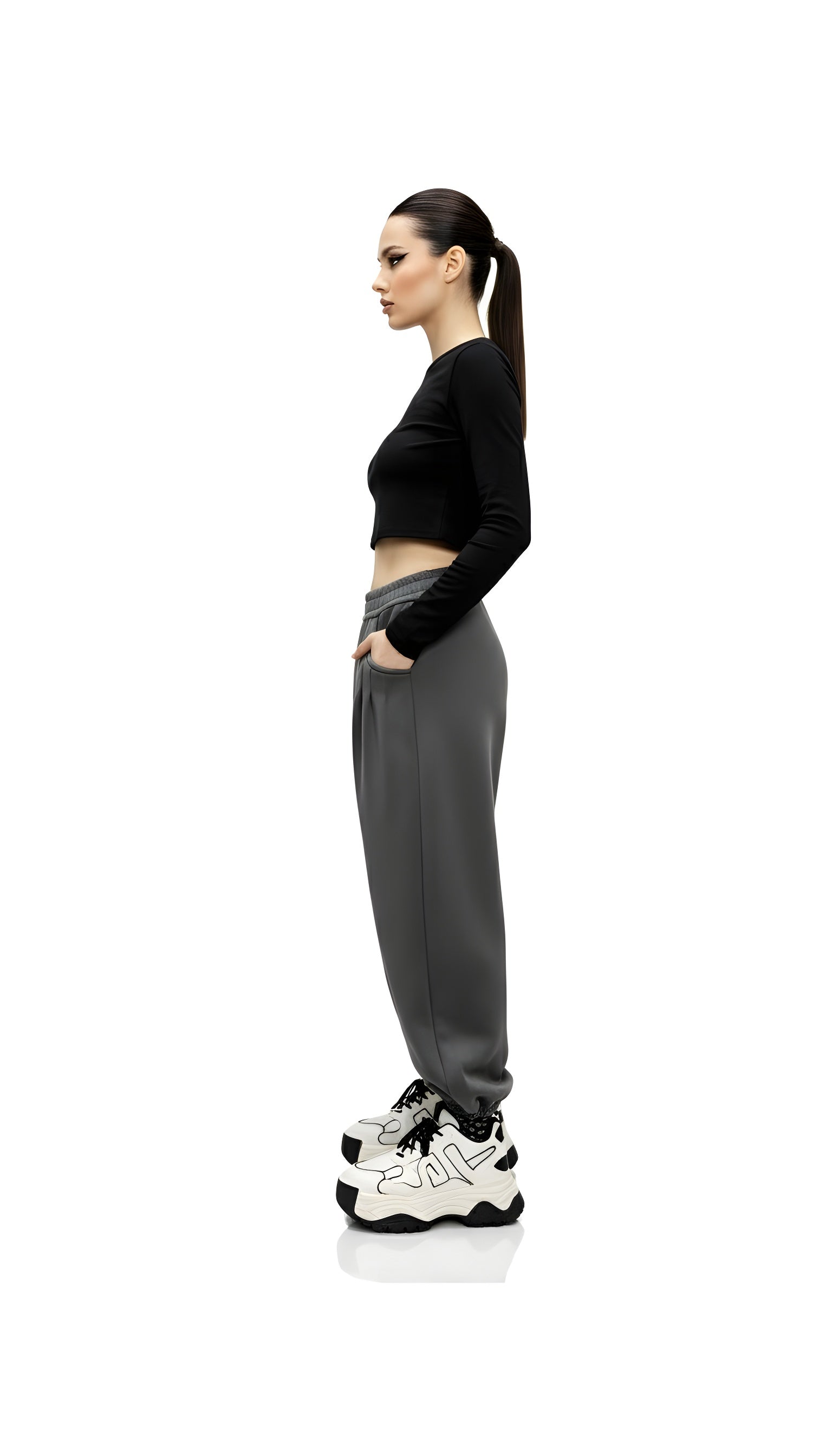 High Waist Loose Pleated Casual Pants
