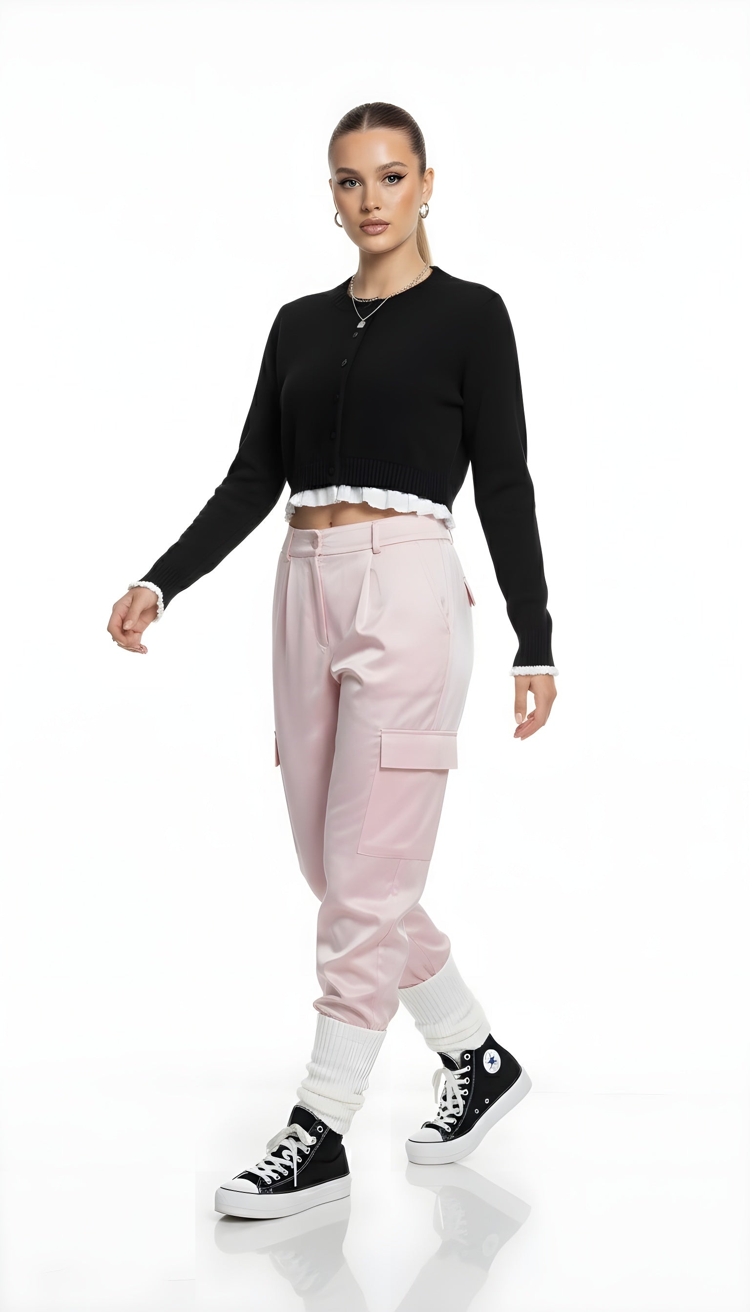 Ruffle Hem Balletcore Knit Cardigan