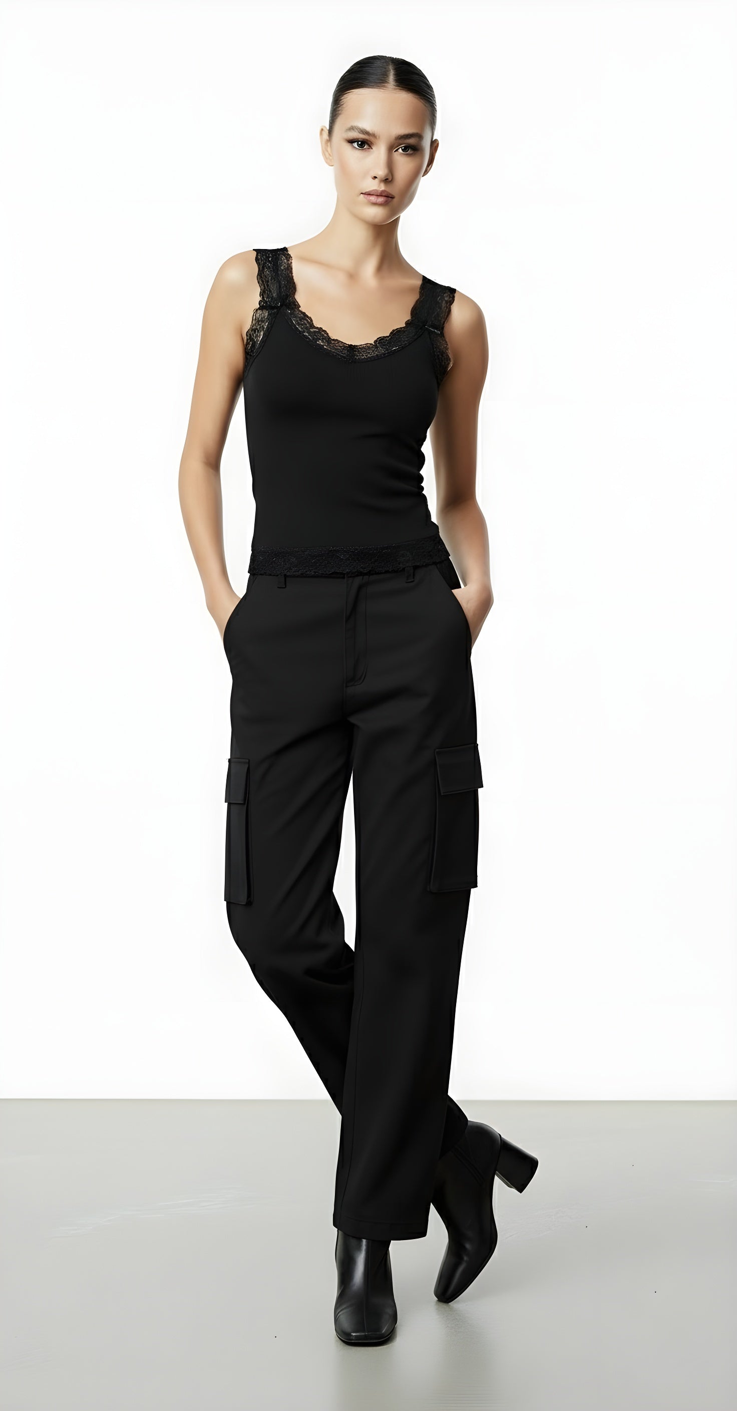 Black Lace Balletcore Camisole Top