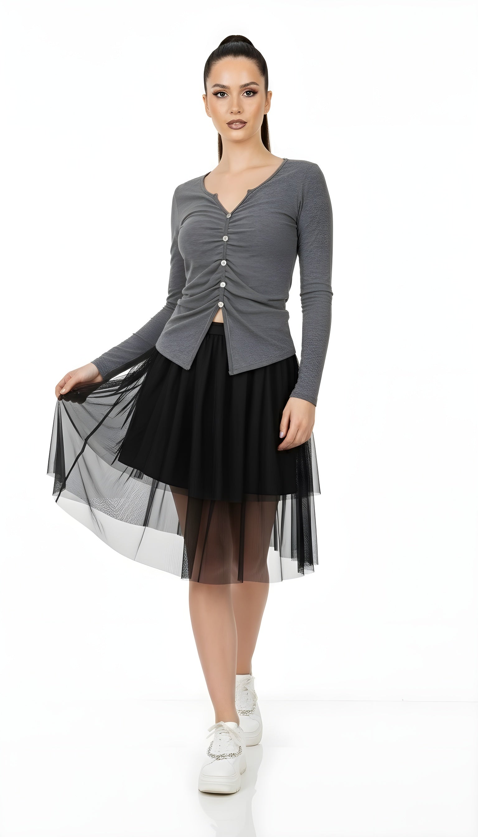 Sweet & Spicy Ruched Knit Slim Long Sleeve