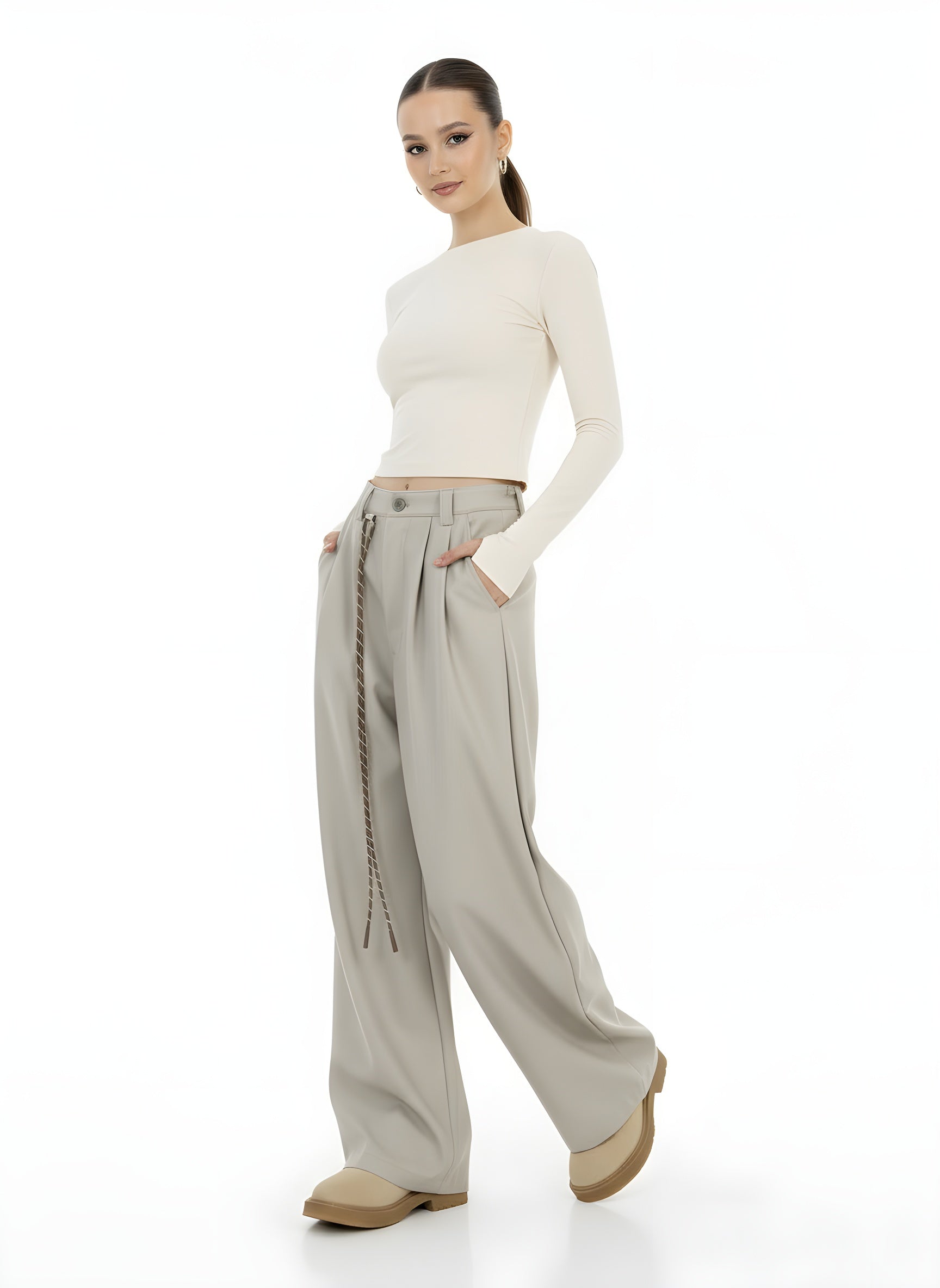 Free Sonata Wide Leg Pleated Pants