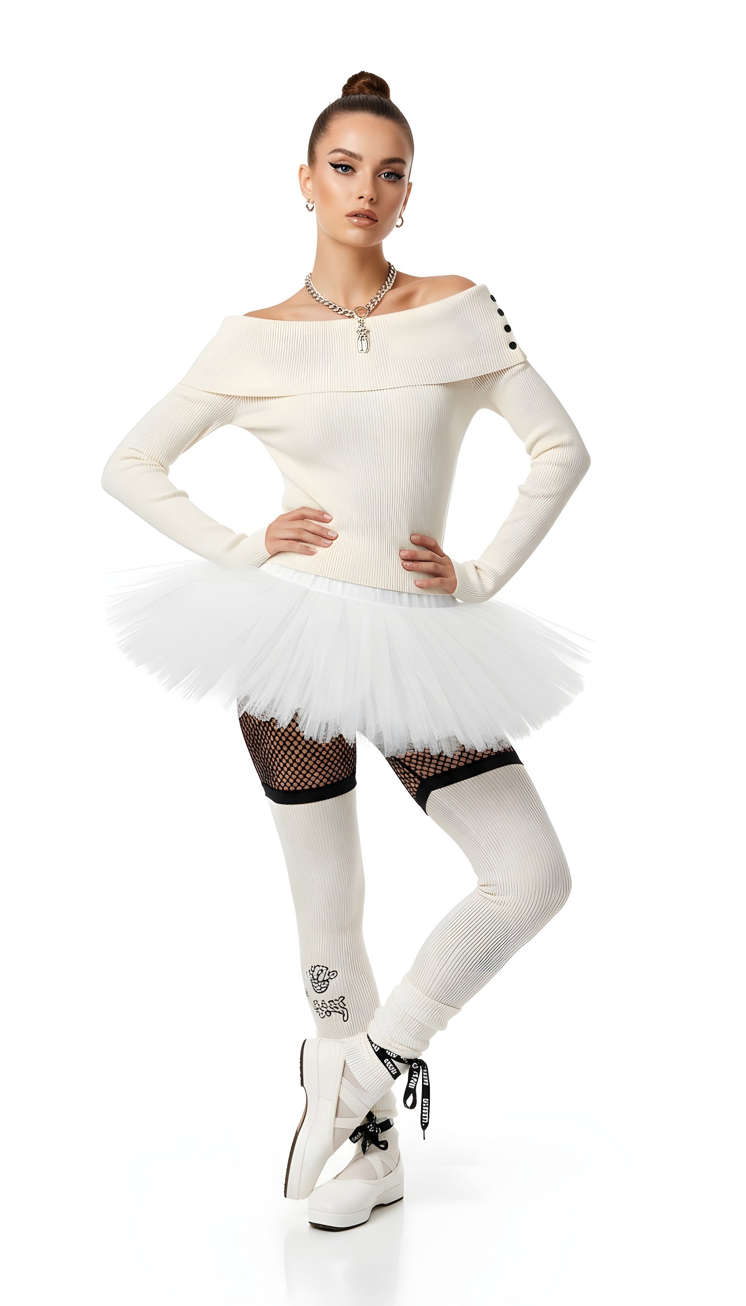 Balletcore Off-Shoulder Knit Top