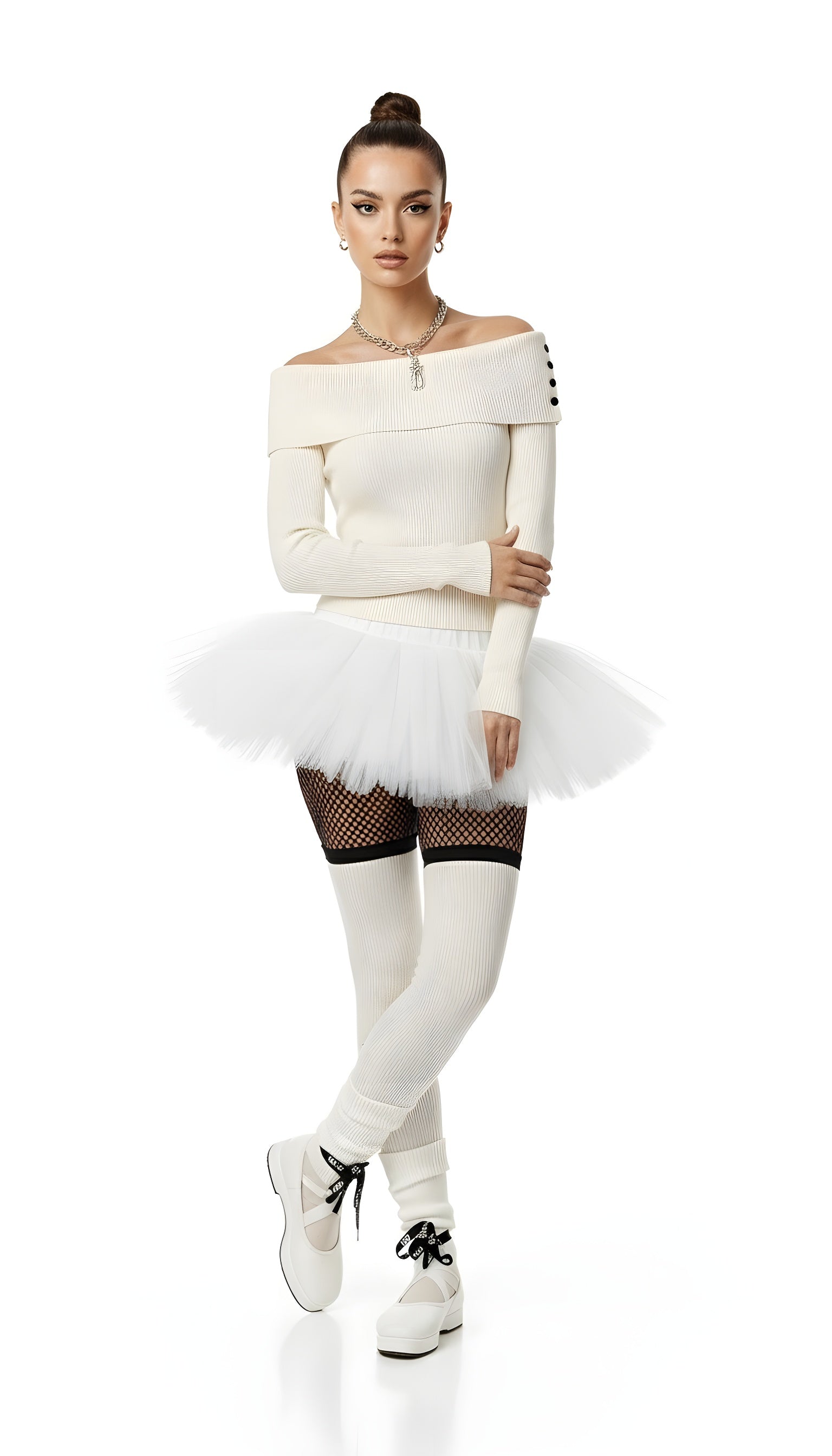 Balletcore Off-Shoulder Knit Top