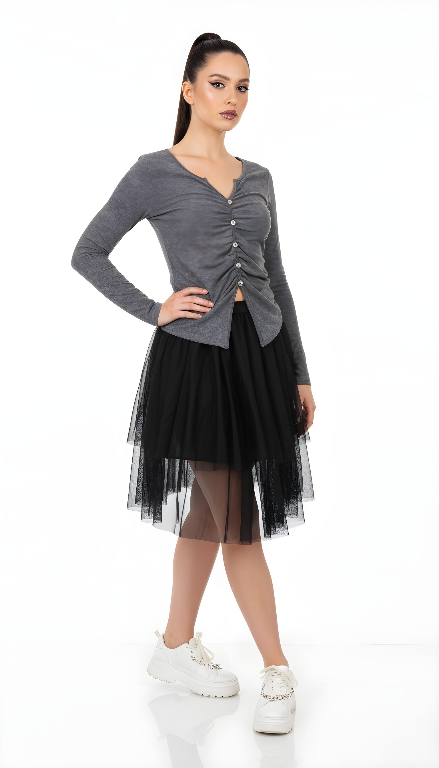 Sweet & Spicy Ruched Knit Slim Long Sleeve