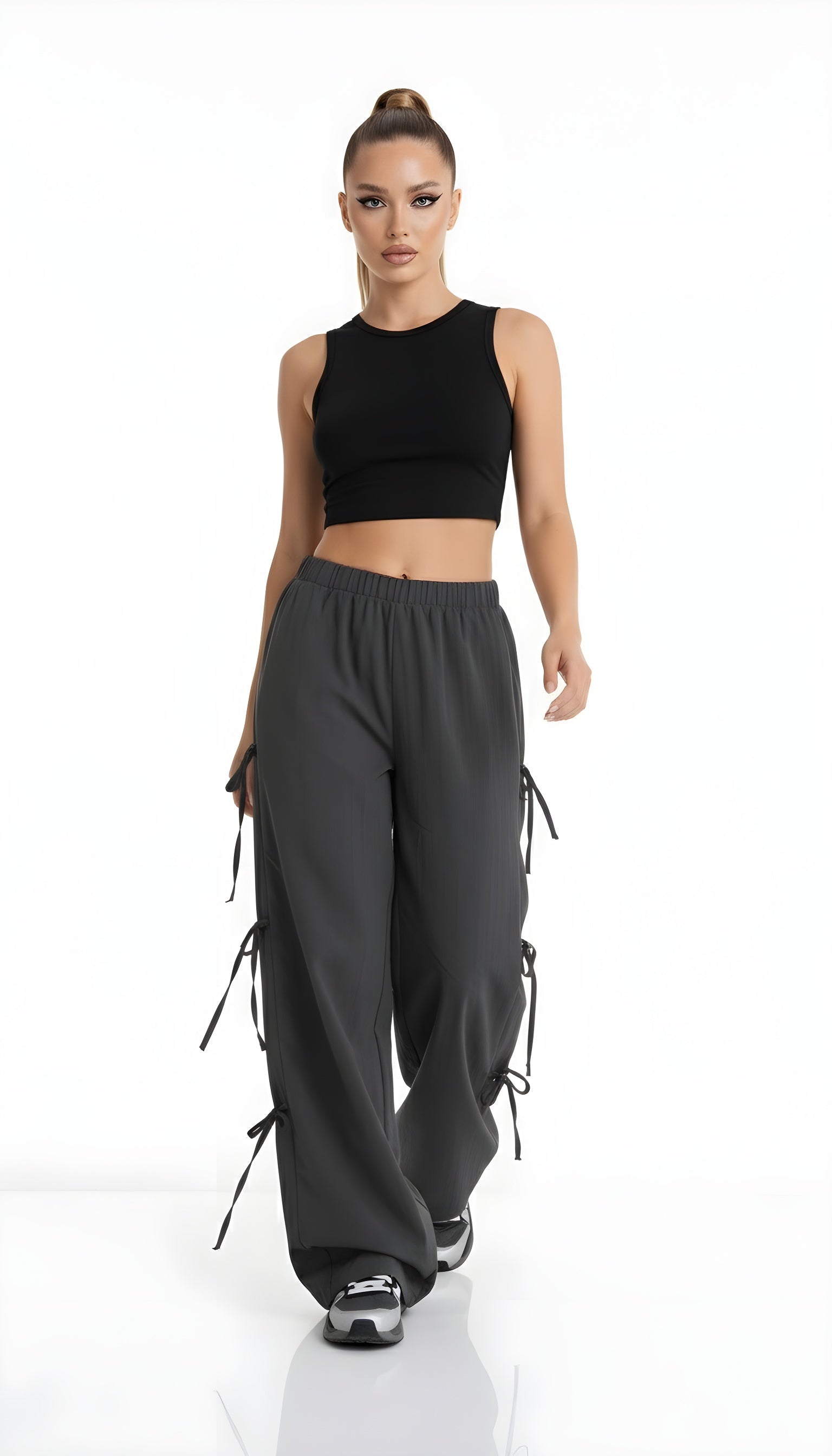 Side Tie Wide Leg Pants