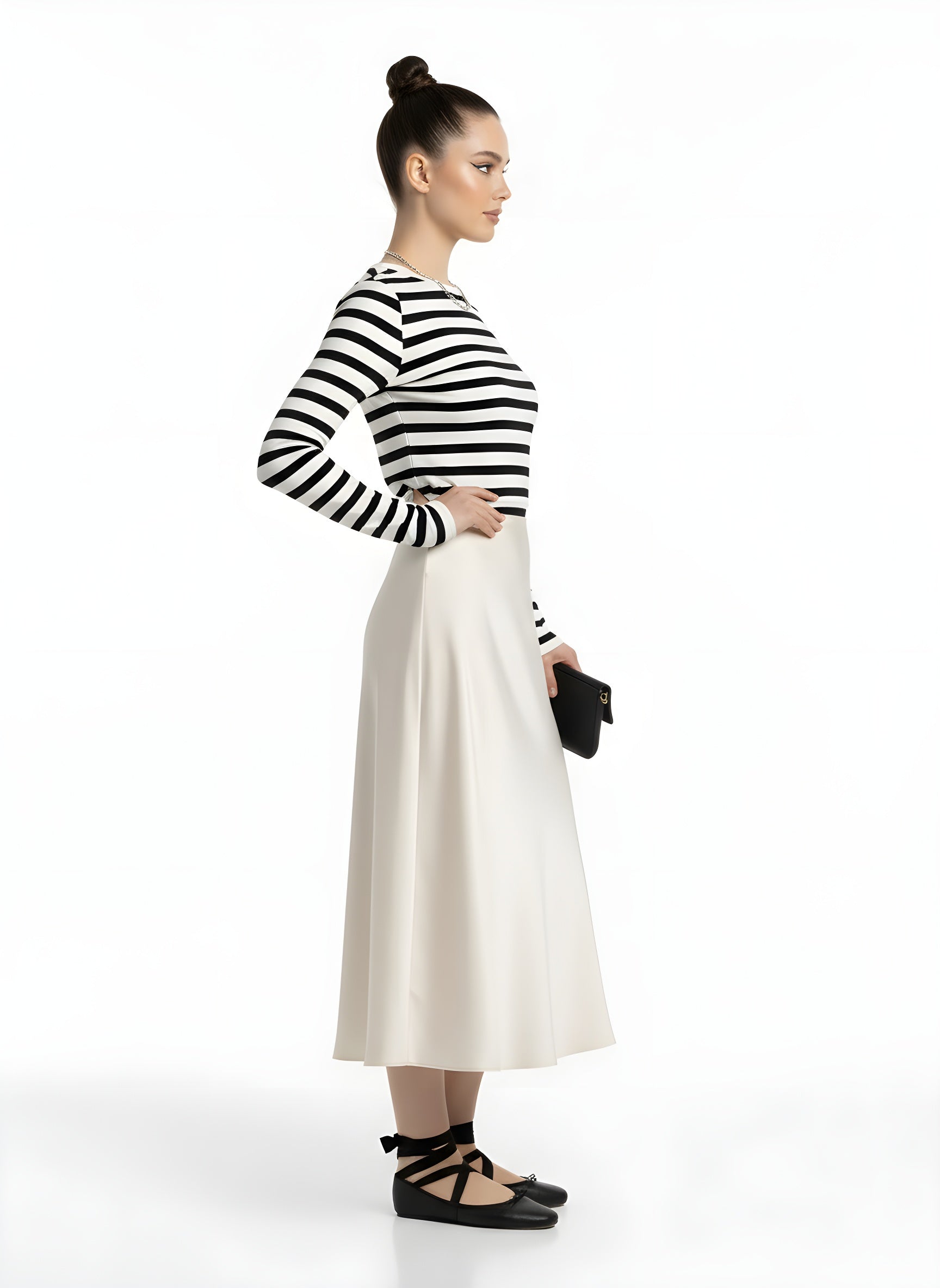 High-waisted satin silky skirt